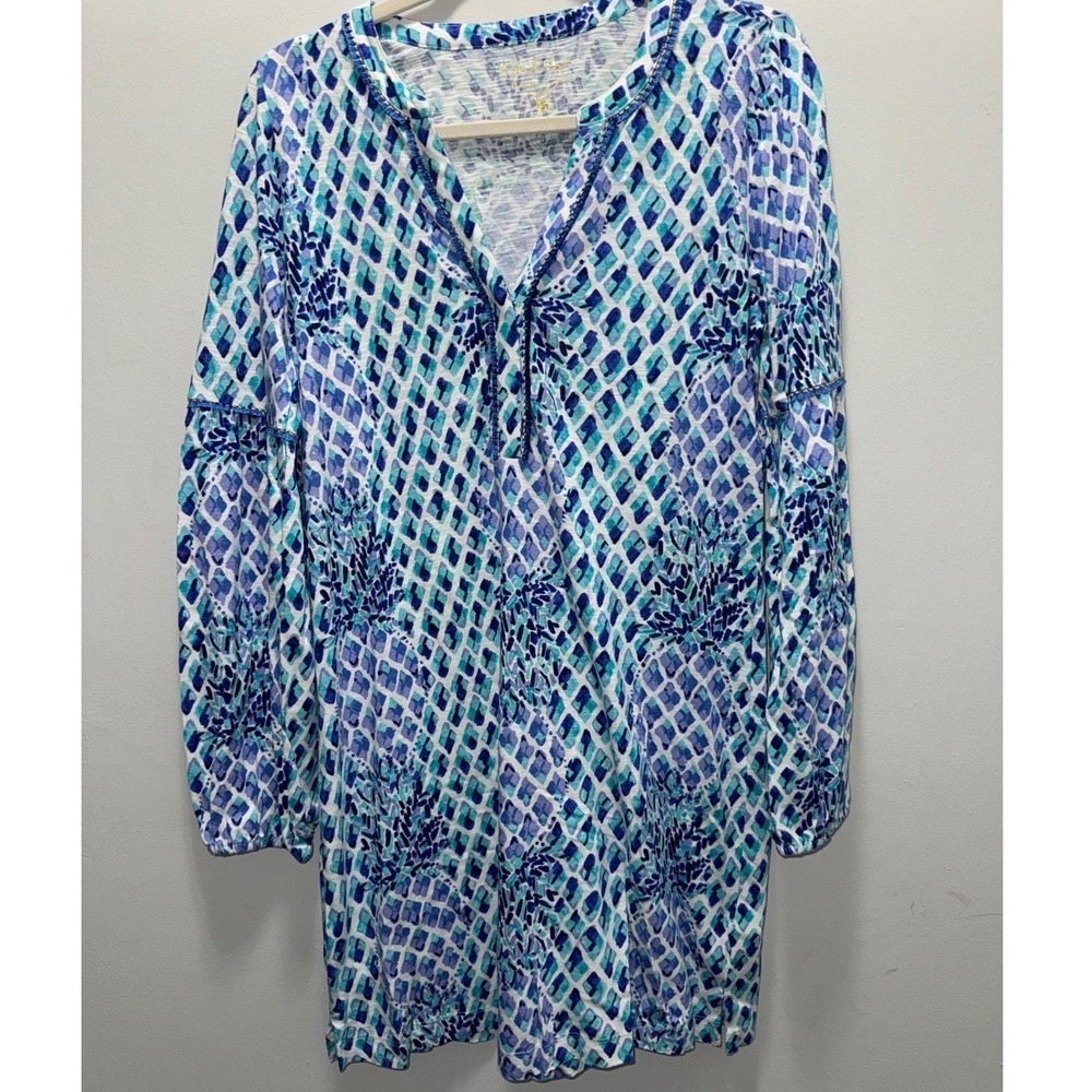 Lilly Pulitzer Joy Dress Resort White Toe In Blue Pineapple NWT Small 28836 - Picture 3 of 6